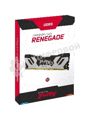 Оперативная память Kingston Fury Renegade, DDR5, 32Gb (2x16Gb), 7600MHz, CL38, DIMM, с радиаторами, серебристый/черный