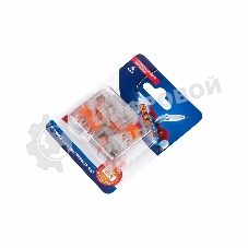 Соединительная компактная рычажковая клемма Rexant 3-проводная прозрачная (0,14-4 мм²) 5 шт.