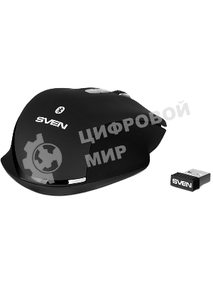 Мышь беспроводная SVEN RX-590SW черный, 1600 dpi, радиоканал, Bluetooth, USB, кнопки - 7