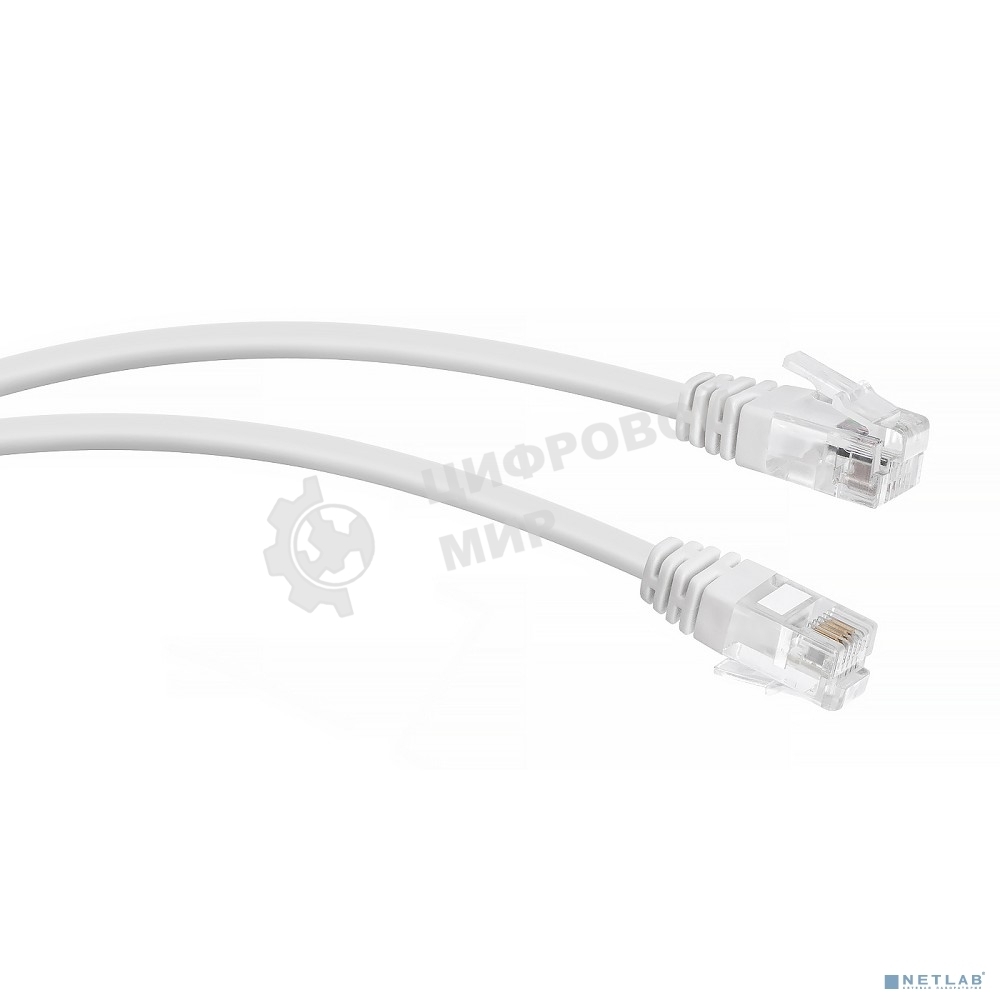 Шнур комм. Cabeus, кат. , неэкр., U/UTP, RJ12(6p4C), PVC, AWG28, 0.5м, белый