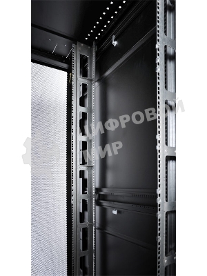 Шкаф серверный ПРОФ напольный 42U (800x1000) дверь перфор., задние двойные перфор., черный, в сборе