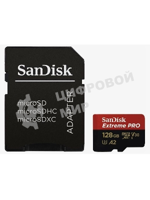 Флеш карта/SanDisk/Extreme Pro SDSQXCD-128G-GN6MA/microSDXC/128 ГБ/A2, U3, V30/200 МБ/с