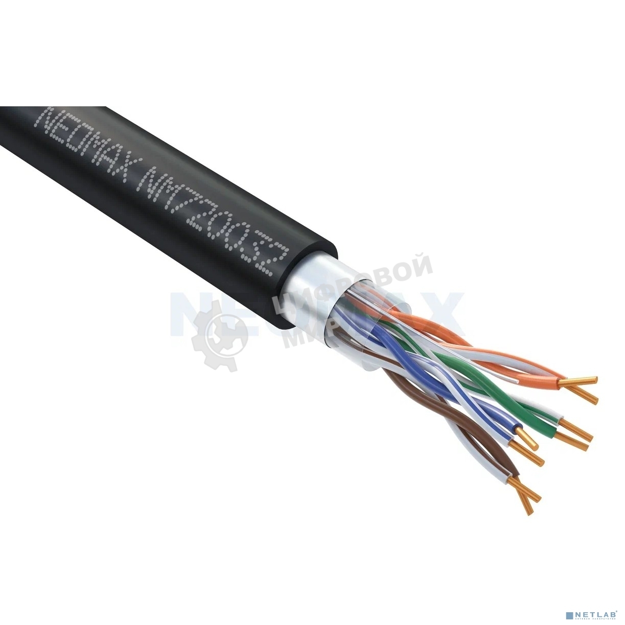 Кабель NEOMAX NM720032-P F/UTP cat.5e 4x2x0.52, 24 AWG, медь, внешний, PE, 305м, черный