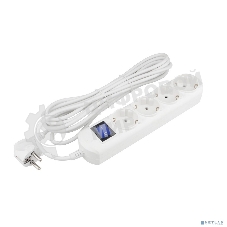 Удлинитель PC 3 м, 4 р с/з, с выкл.16А бел. PC-5B-3M