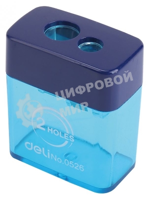 Точилка для карандашей ручная Deli E0526, 2 отверстия, пластик, ассорти блистер