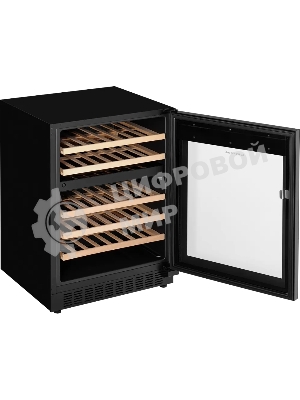 Винный шкаф Kuppersberg RBW 86, встраиваемый, High-Tech, объем 129 л, вместимость 46 бутылок, диапазон температуры 5-22 градусов, сенсорное открытие двери, 4 полки из бука, LCD дисплей, уровень шума 40 дБ, черный