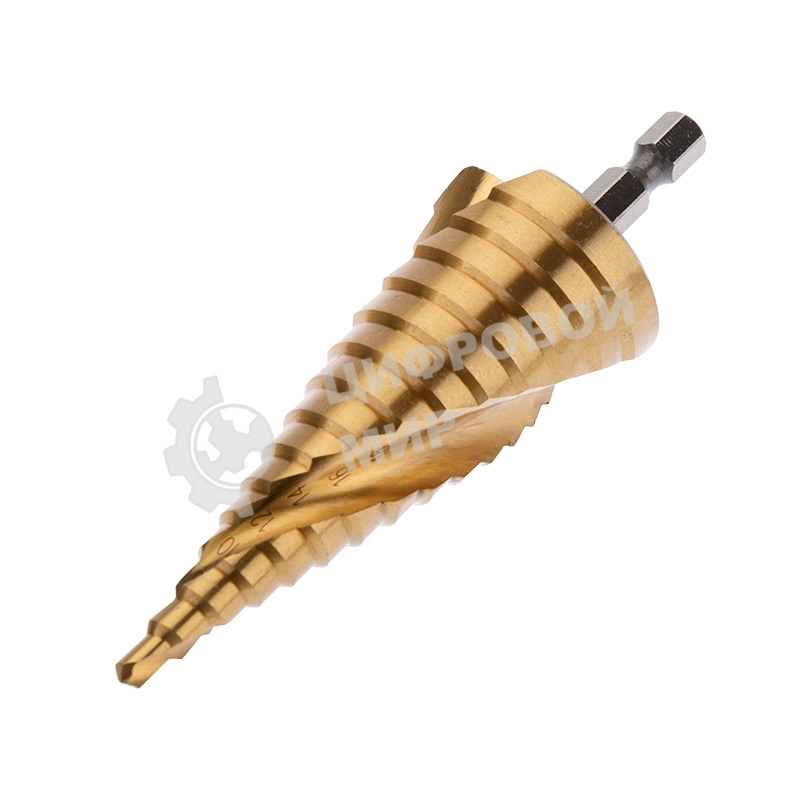 Сверло по металлу ступенчатое Kranz ТИТАН 4,0-32,0 мм 102 мм 65 HRC Р6М5 TiN