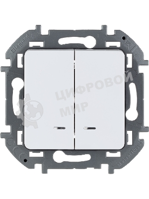 Выключатель 2-клавишный с подсветкой/индикацией 10AX 250 В белый