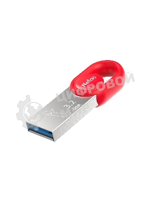 Флешка USB Netac UM2 (NT03UM2N-128G-32RE), 128Gb, USB 3.0, R/W 130/50, серебристый/красный