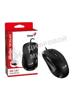 Мышь проводная Genius DX-101 черный, 1200 dpi, USB, кнопки - 3