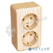 Розетка 2-м ОП Этюд Дача 16А защ. шторки с заземл. сосна SchE PA16-008D