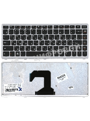 Клавиатура для ноутбука Lenovo IdeaPad U410 черная с серебристой рамкой