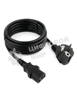 Кабель питания Gembird 3.0м, черный, с заземлением, пакет