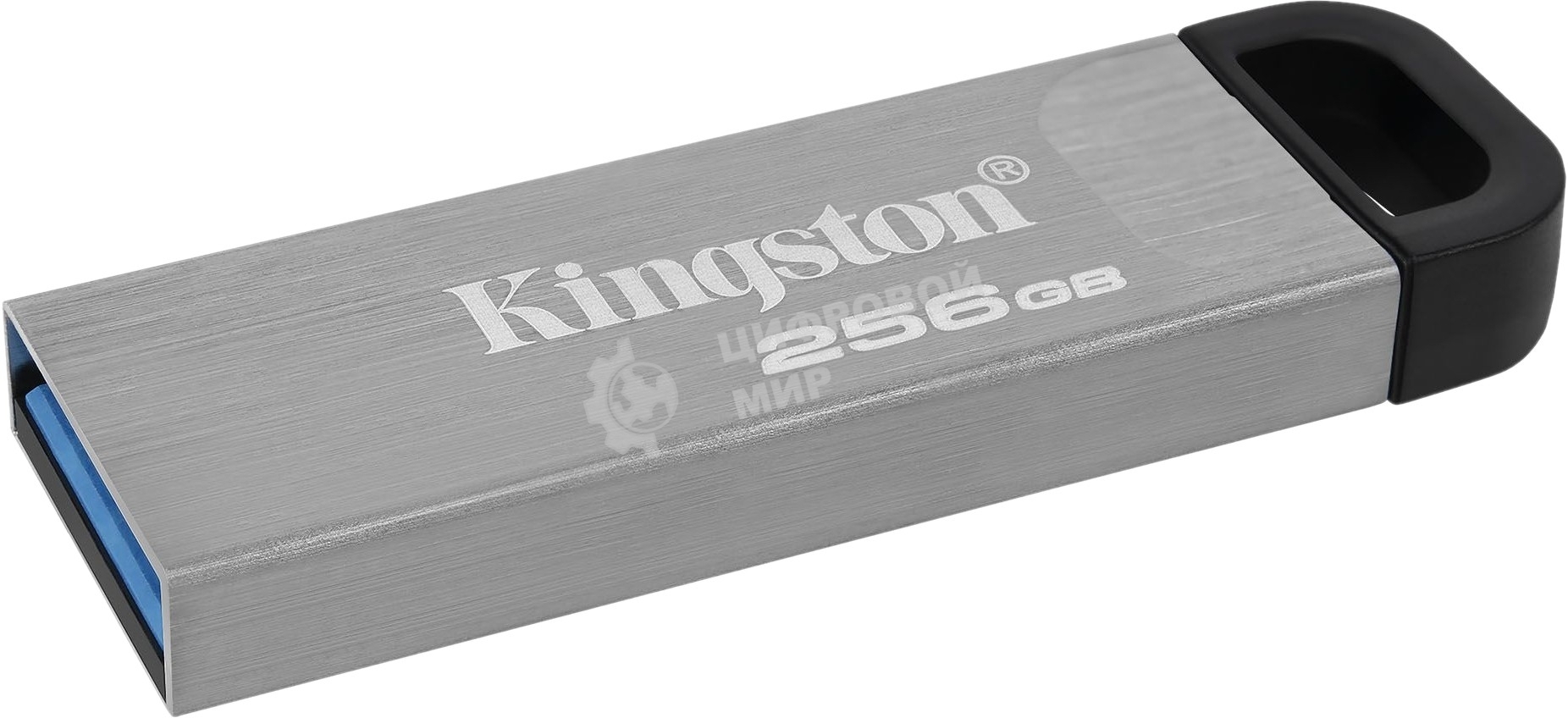Флешка USB Kingston DataTraveler KYSON (DTKN/256GB), 256Gb, USB 3.2 Gen 1, R/W 200/60, серебристый/черный