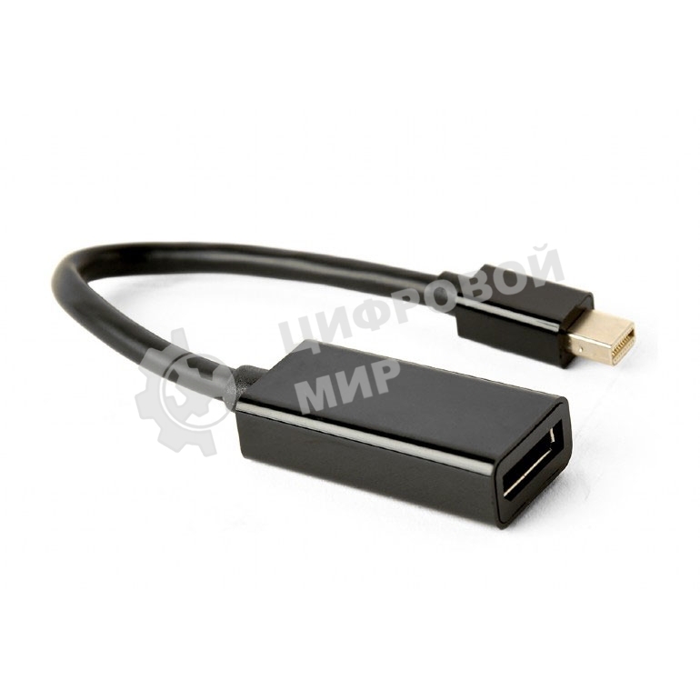 Переходник miniDisplayPort -> DisplayPort, Cablexpert A-mDPM-DPF4K-01, 4K, 20M/20F, длина 16см, черный, пакет
