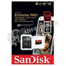 Флеш карта/SanDisk/Extreme Pro SDSQXCD-128G-GN6MA/microSDXC/128 ГБ/A2, U3, V30/200 МБ/с