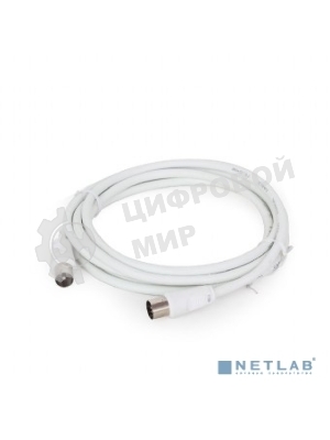 Кабель телевизионный Cablexpert CCV-515-W, Coaxial M/F, белый, 1.8м