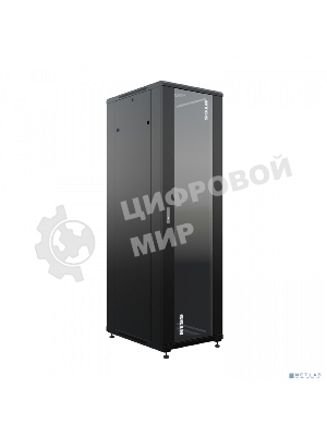 NTSS Шкаф напольный универсальный серверный NTSS R 18U 600х800мм, 4 профиля 19, двери стекло и сплошная металл, боковые стенки съемные, регулируемые опоры, разобранный, черный RAL 9005 NTSS-R18U6080GS