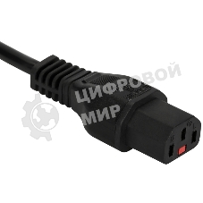 Шнур питания Lanmaster с блокировкой C13-Schuko прямая, 3х0.75, 220В, 10А, черный, 1 метр
