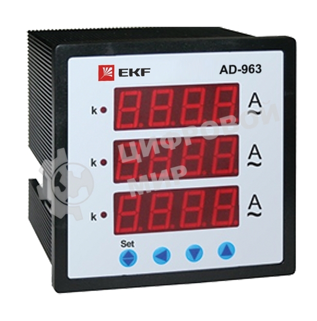 Амперметр цифровой AD-963 на панель 96х96 трехфазный EKF ad-963