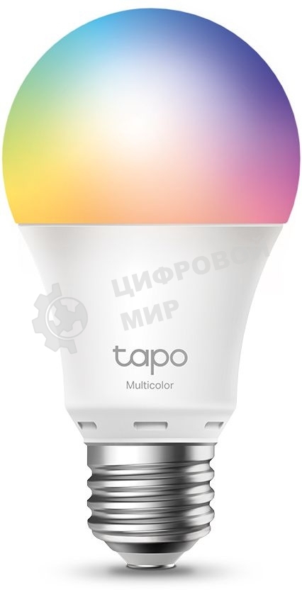 Умная многоцветная Wi‑Fi лампа Tapo Smart WiFi Bulb, A60 size，E27 base, 9.5W, 16 million colors, 2000k-6500k tunable white, 800 lumens brightness and diммable, 802.11b/g/n 2.4G WiFi connection, work with 200-240 V, 50/60 Hz power voltage and frequency, work with Yandex Alice/Goo