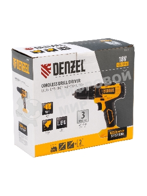 Дрель-шуруповерт Denzel CDL-18-0, 18 В, 0 Ач, 30 Нм, щеточный