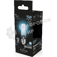 Лампа светодиодная Gauss Filament 102902215 15Вт цок.: E27 груша 220B св. свеч. бел. нейт. (упак.: 10 шт)