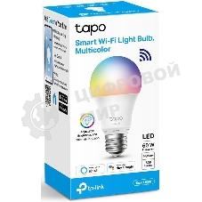 Умная многоцветная Wi‑Fi лампа Tapo Smart WiFi Bulb, A60 size，E27 base, 9.5W, 16 million colors, 2000k-6500k tunable white, 800 lumens brightness and diммable, 802.11b/g/n 2.4G WiFi connection, work with 200-240 V, 50/60 Hz power voltage and frequency, work with Yandex Alice/Goo