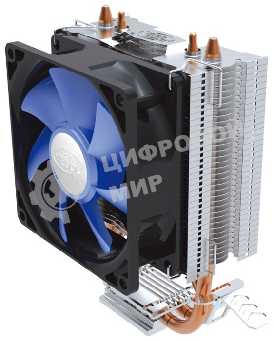 Кулер для процессора DEEPCOOL ICE EDGE MINI FS V2.0 синий, 80 мм, алюминий/медь, 2200 об/мин, 24.7 дБ, 3 pin, 100 Вт, 112 мм