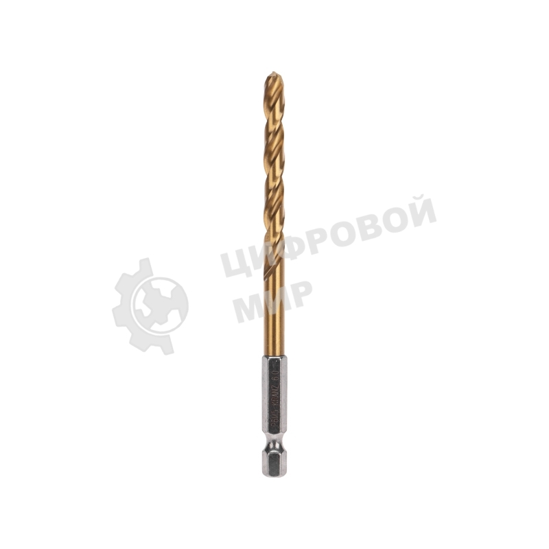 Сверло по металлу, 6мм, Р6М5, ТИТАН, шестигранный хвостовик (1 шт. в упаковке) DIN 338 Kranz