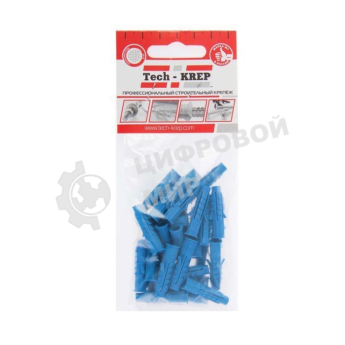 Дюбель распорный Чапай 6х30 шипы+усы полипропилен (уп. 30 шт) пакет Tech-Krep 111128