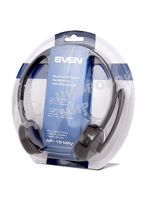 Гарнитура проводная мультимедийная с микрофоном SVEN AP-151MV, черный