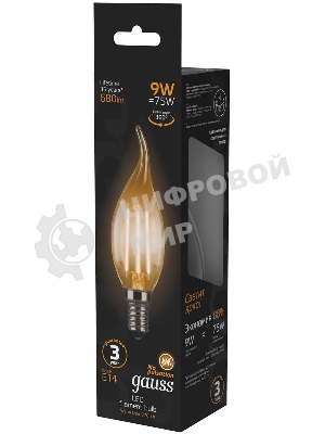 Лампа светодиодная Filament Свеча на ветру E14 9Вт 2700К Gauss 104801109