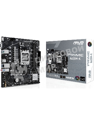 Материнская плата ASUS PRIME A620M-K, AM5, AMD A620, 2xDDR5, 4xSATA, 1xM.2, 1xPCI-E 4.0 x16, 1xPCI-E x1, 1xHDMI, 1xVGA, 1x 1Gb LAN, 4xUSB-A 3.2 Gen 1, 2xUSB-A 2.0, 3x3.5 мм, 7.1, Micro-ATX