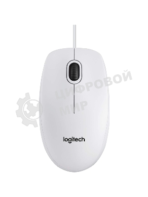 Мышь проводная Logitech B100 белый, 1000 dpi, USB, кнопки - 3