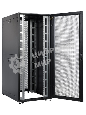 Шкаф серверный ПРОФ напольный 42U (800x1000) дверь перфор., задние двойные перфор., черный, в сборе
