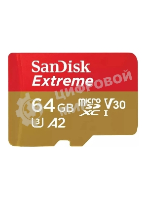 Флеш карта microSD 64Gb SanDisk microSDXC Class 10 UHS-I A1 C10 V30 U3 Extreme 170Mb/s