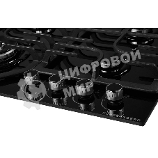 Встраиваемые газовые панели Kuppersberg FG 63 B Газовая варочная панель стекло, ширина 60 см, 4 газовые конфорки,комфорка повышенной мощности,автоподжиг, газ-контроль, чугунные решетки, цвет черный