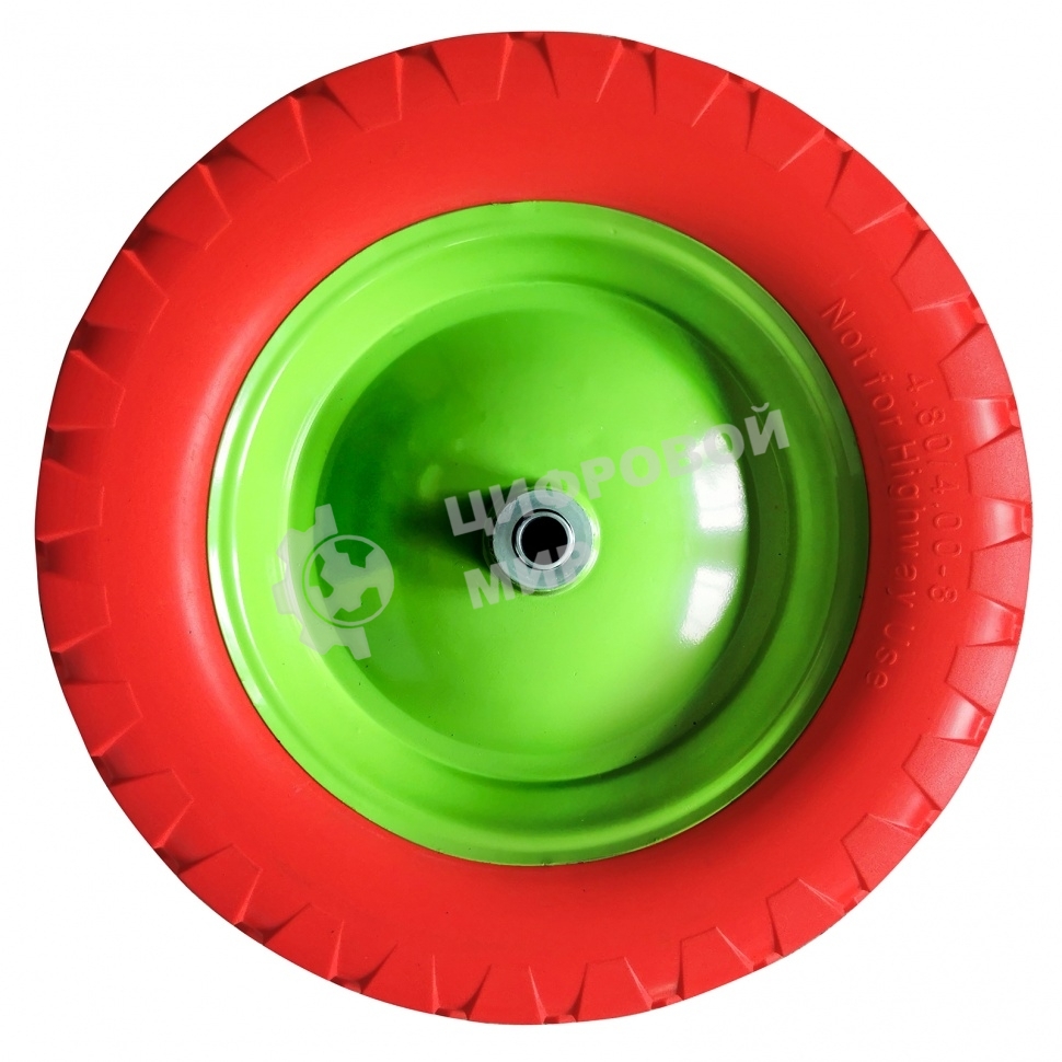 Колесо полиуретановое Сибртех 4.80/4-8, длина оси 90мм, подшипник 12 мм