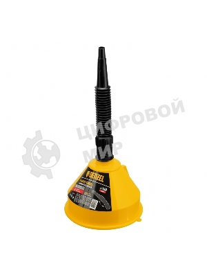 Воронка пластиковая Denzel 160 мм с металлическим ситом, непроливайкой и гибким наконечником