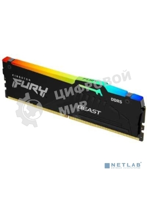 Оперативная память Kingston Fury Beast, DDR5, 32GB (1x32GB), 5600MHz, CL40, DIMM, с радиатором, RGB, черный