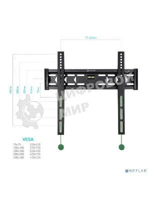 Кронштейн ONKRON FM5/32-55'' макс 400x400 наклон 0º от стены: 29мм макс вес 56,8кг