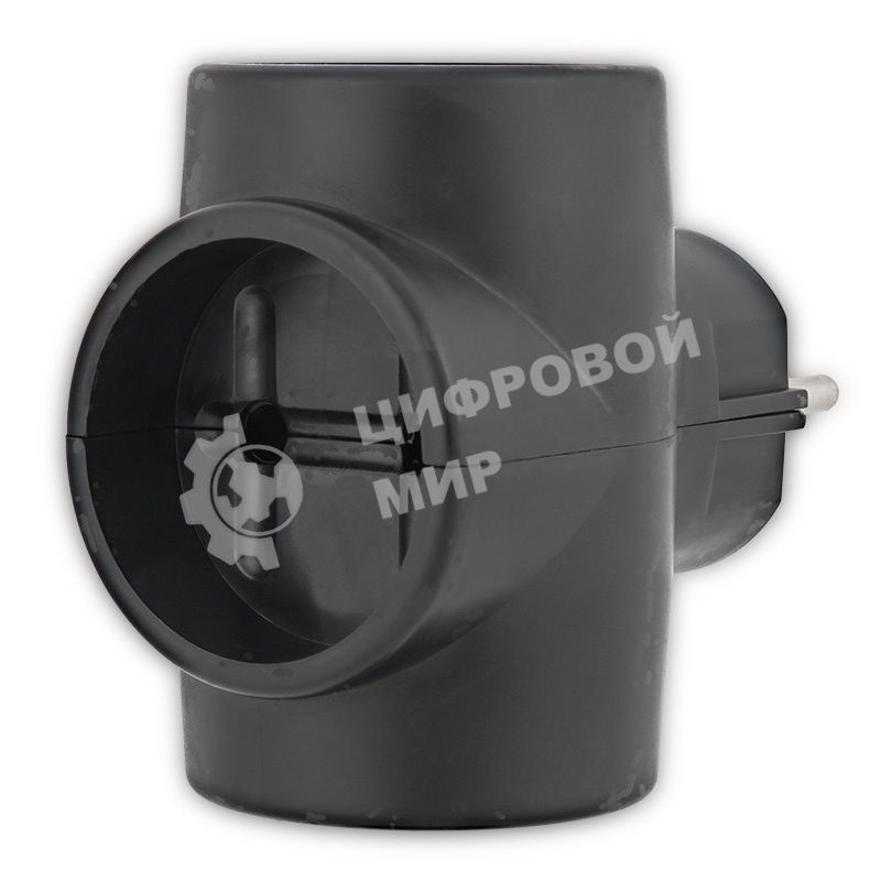 Тройник электрический Rexant 6А без заземления, черный