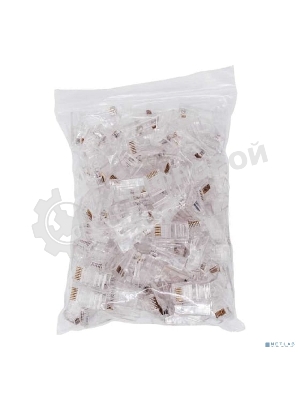 Коннектор RJ-45, Filum FL-NA-PLUG6-1 6 кат., 8p8c, 30 мкм, универсальный, для одножильного и многожильного кабеля, уп/100 шт