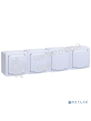 Розетка 4-м ОП Гермес Plus РСб24-3-ГПБб с защ. крышкой с заземл. IP54 белый IEK ERMP42-K01-16-54-EC