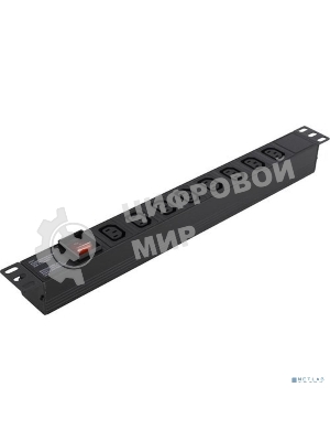 Блок розеток горизонтальный ExeGate ServerPro PDU-19H808 Al-8С13-C14-SW, 1U, Алюминий, 8 IEC 320 C13, С14, выкл. с подсветкой, черный