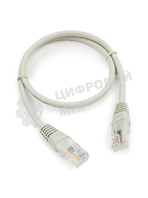 Патч-корд медный UTP Cablexpert PP10-0.5M cat.5, 0.5м, литой, многожильный, серый