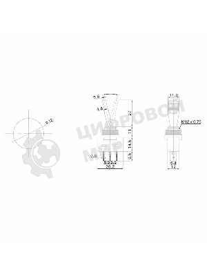 Тумблер Rexant 12V 20А (3c) ON-OFF однополюсный с зеленой подсветкой