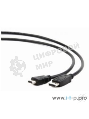 Кабель Cablexpert DisplayPort->HDMI, 7.5м, 20M/19M, черный, экран, пакет 