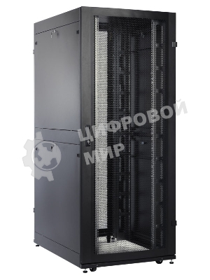 Шкаф серверный ПРОФ напольный 42U (800x1000) дверь перфор., задние двойные перфор., черный, в сборе